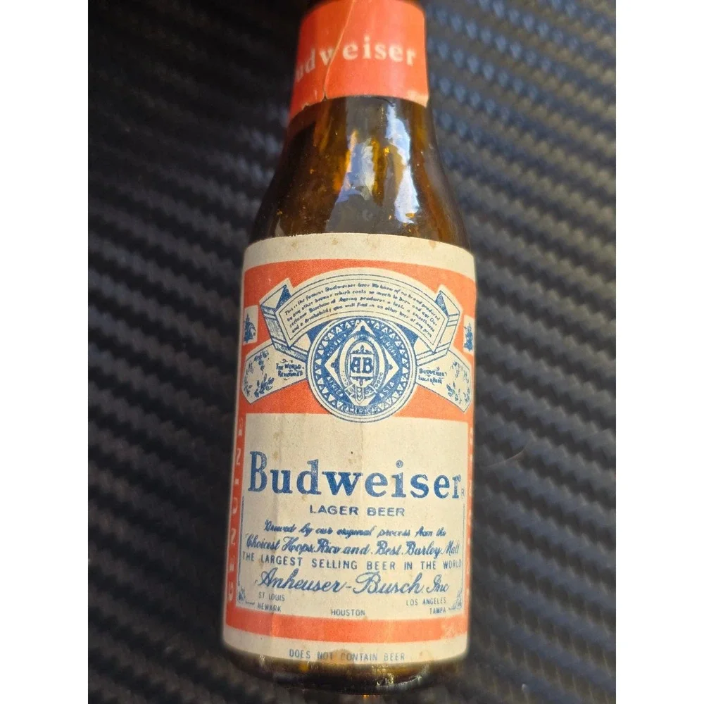 Vintage Budweiser Beer Bottle Salt and‎ Pepper Shakers Set Novelty Collectible